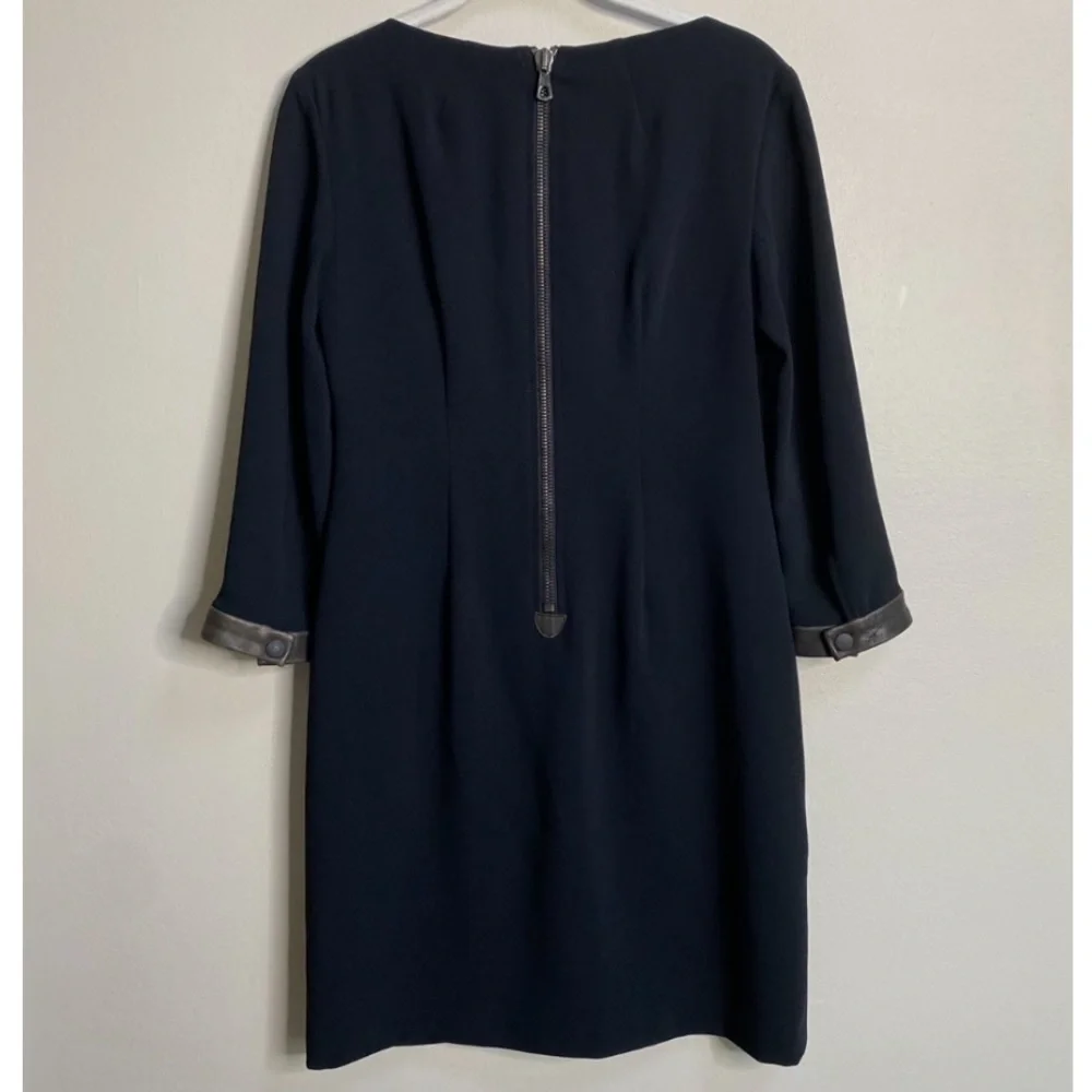 Rag & Bone Black Leather Trim Harlow Crepe Shift Dress Size 0